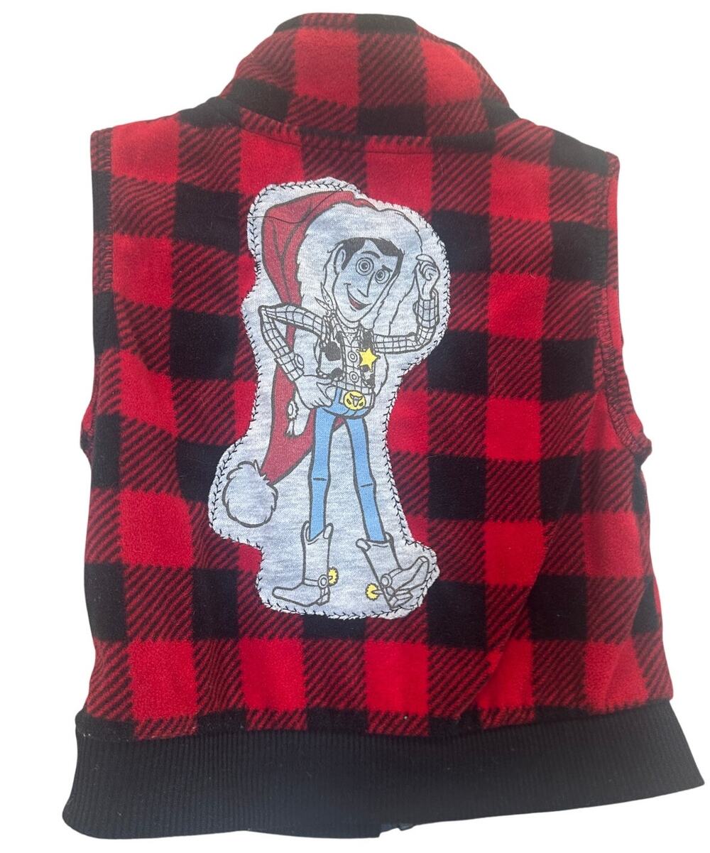 Toy Story Woody Red Plaid Fleece Vest 24 Months Toddler Kids Christmas Unique